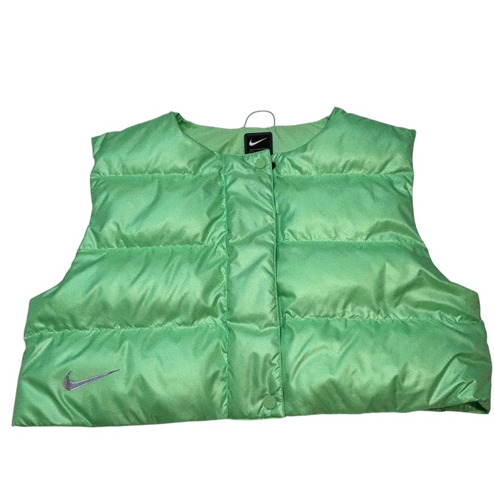 Nike City Ready Womens Cropped Puffer Vest Only Lime Green CJ4018-386 Size Small